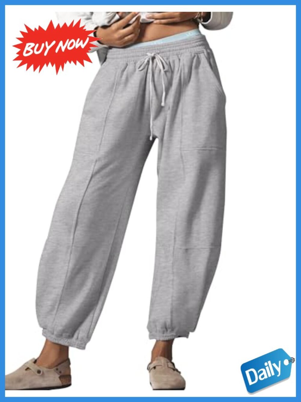 Women's Barrel Sweatpants Cotton Blend Joggers with Pockets Casual Lounge